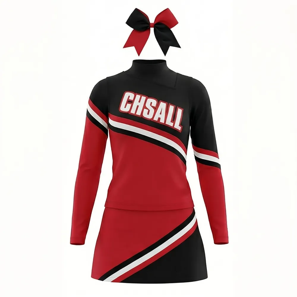 Red Black Cheerleading Uniform CHSALL Logo for School Game Day Performances – photo 3