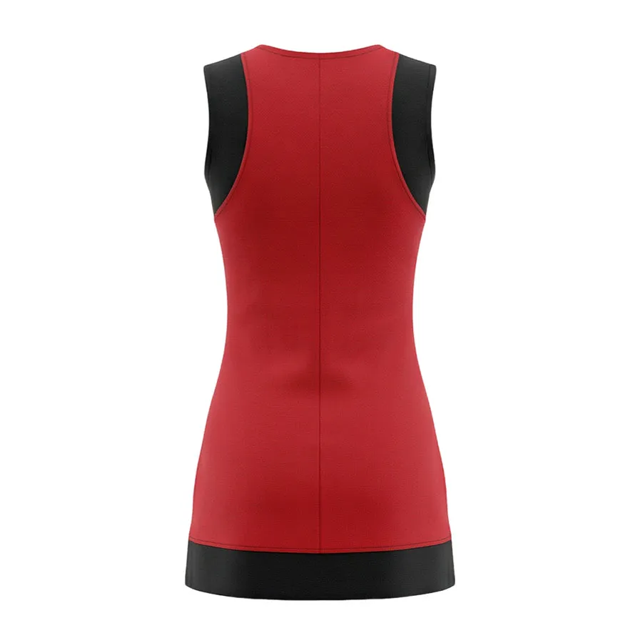 Slim Fit Red Black Cheerleading Dress with V-neck Top Skirt for Cheer Competitions – photo 4