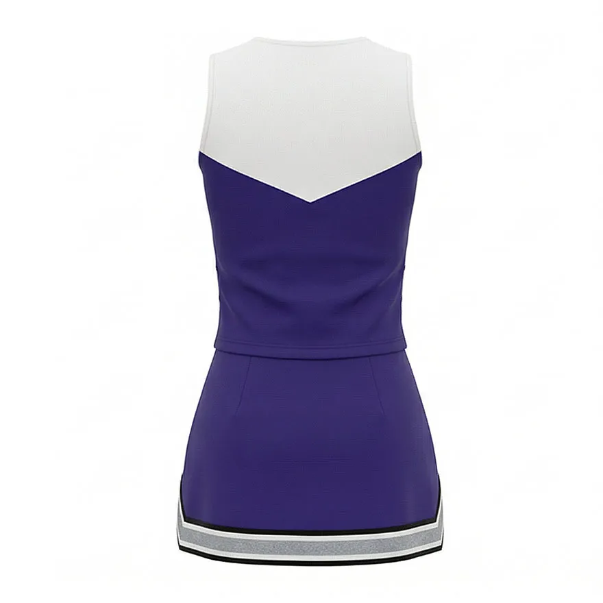 Customizable Sleeveless White Purple Cheer Outfit for Football Pep Rally & Cheerleading – photo 4