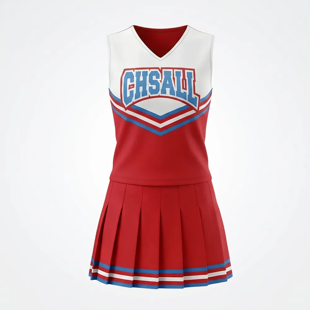 Red White Blue Cheerleading Uniform CHSALL Logo for High School Basketball Games for Pep Rally – photo 3
