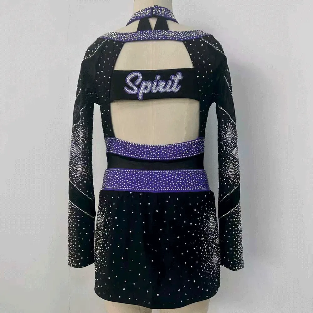 Long Sleeve Cheerleading Uniform Spandex Acrylic Elastic Waist Design Cheerleader Outfits Sets for Cheer Teams – photo 2
