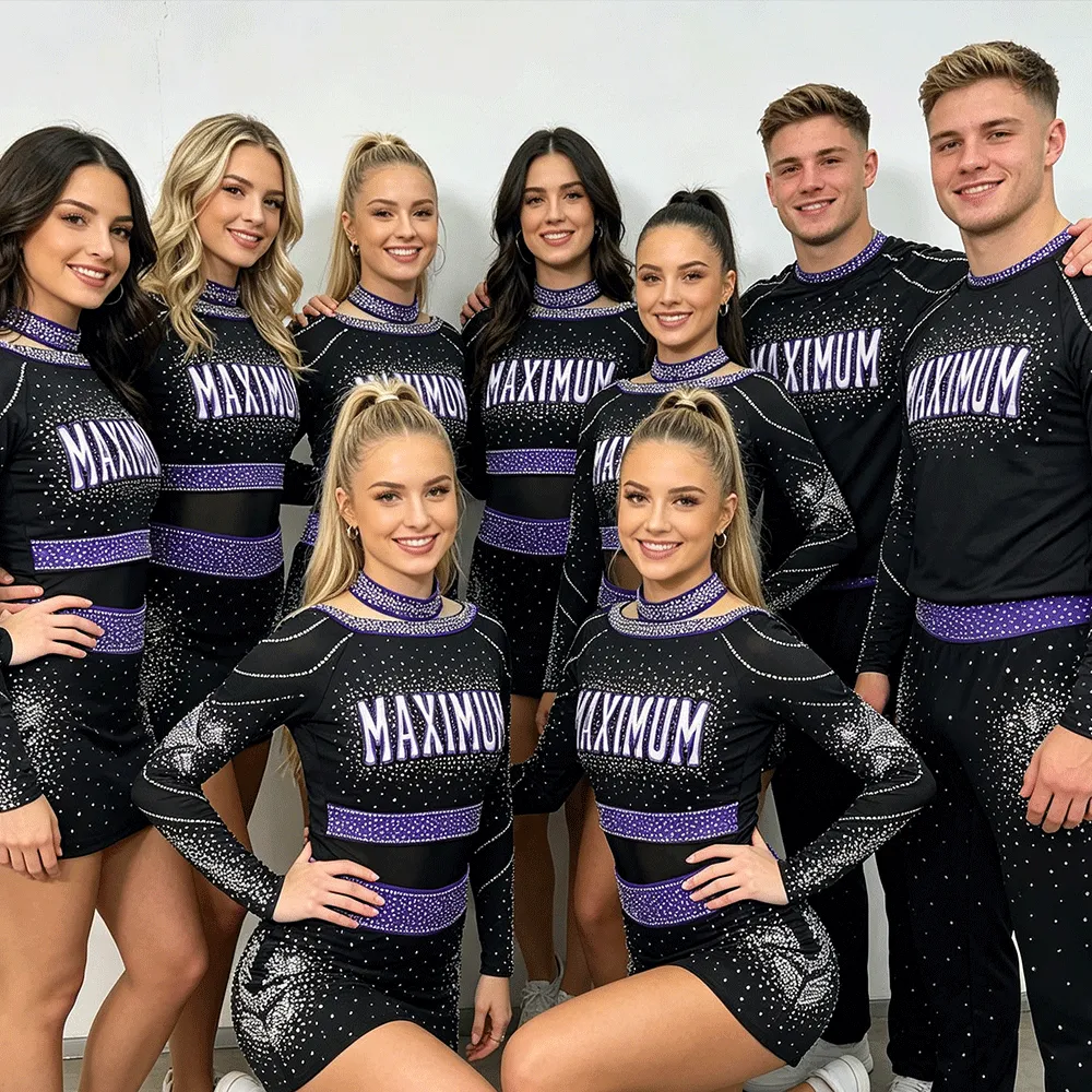 Long Sleeve Cheerleading Uniform Spandex Acrylic Elastic Waist Design Cheerleader Outfits Sets for Cheer Teams – photo 6