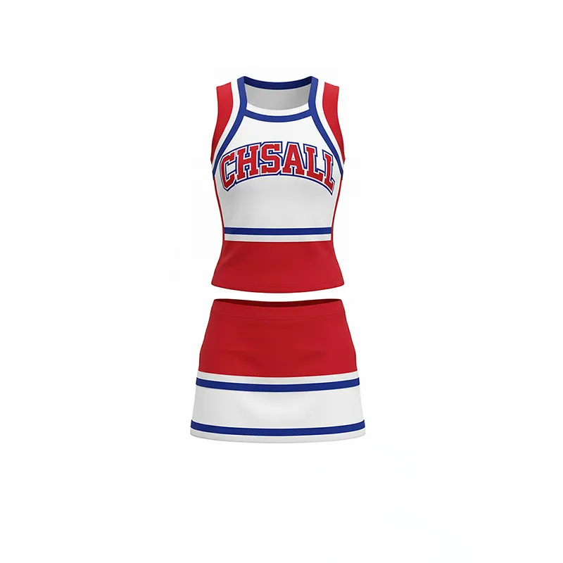 Timeless Cheer Uniform Sleeveless Jersey Style with Striped Skirt for Spirit Events High School Football Games – photo 3