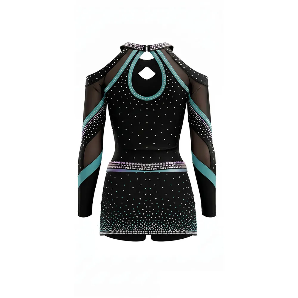 Bold Competition Cheer Uniform Mint Green Accents and All Over Sparkle for Championship Routines – photo 4