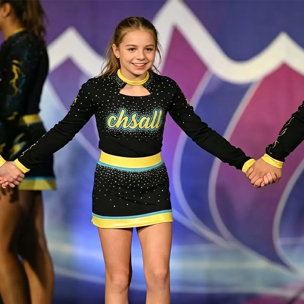 Bold Competition Cheer Uniform with Logo and Contrast Waistband for High School Spirit Events – photo 2