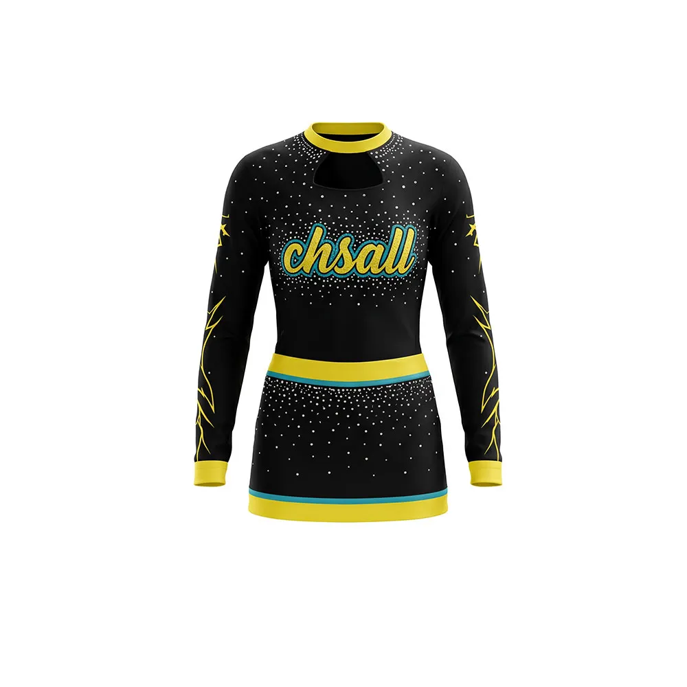 Bold Competition Cheer Uniform with Logo and Contrast Waistband for High School Spirit Events – photo 3