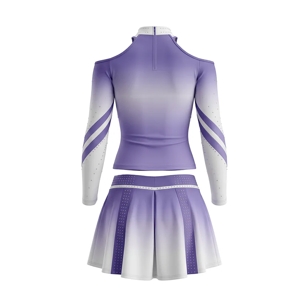 Premium Purple Ombre Cheer Costume with Long Sleeves and Logo Designed for All Star Teams – photo 4