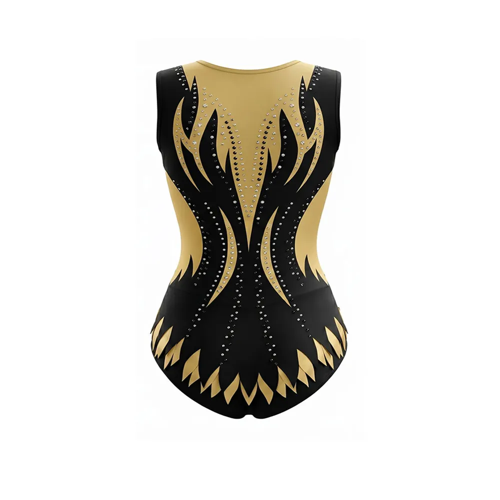 All Star Black Gold Flame Cheerleading Costume with Sleeveless Design for Elite Cheer Teams – photo 3