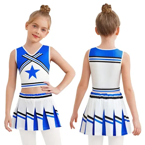 CHSALL Women Kids Cheerleading Costume Sets 100% Polyester Digital Print Top / Pleated Skirt 240g School Celebration Sports
