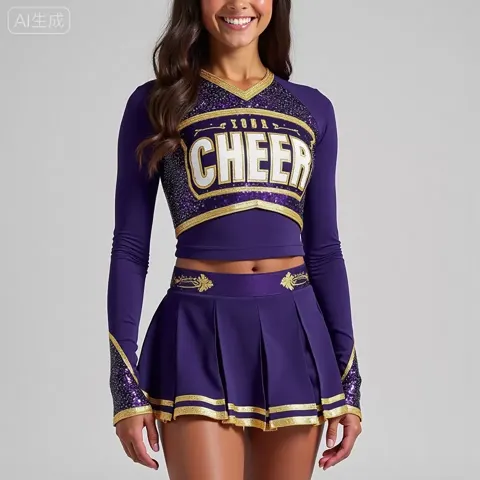 Women's Long Sleeve Youth Cheerleader Costume Sets Service Spandex/Polyester Digital Print 220g