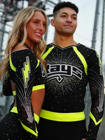 Cheerleading Uniforms Rhinestone Dance Costumes Sublimation Long Sleeve for Competition