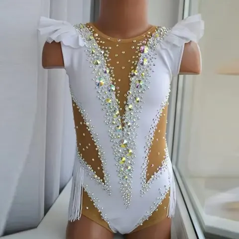 Girls' Rhythmic Gymnastics Competition & Training Leotards-Polyester/Spandex Long Sleeve/Sleeveless Design & Logo