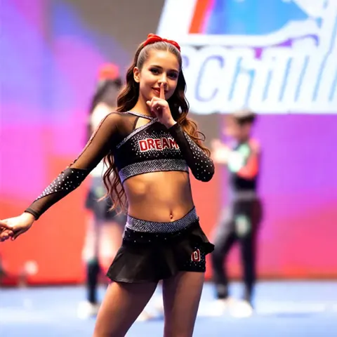 Price New Design Girls Cheerleading Uniform Sets with Shiny Rhinestones for Competition