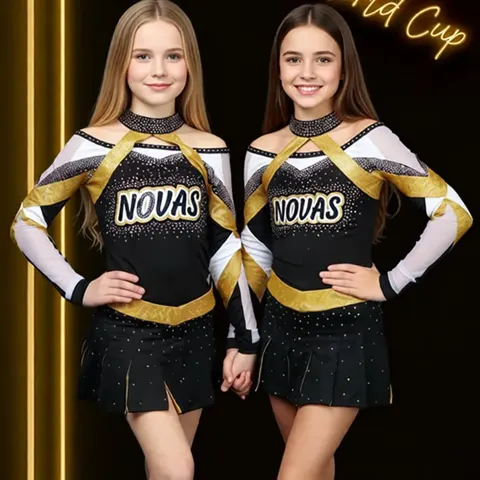 CHSALL Cheerleading Uniforms Children Youth Sublimated Dance Designs All Stars Polyester Digital Print Set