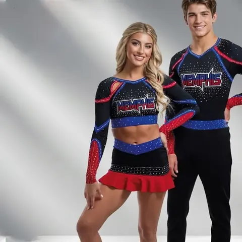 Women's Sideline Cheerleading Uniform Sets Sparkle Rhinestones Spandex/Polyester Material for Basketball