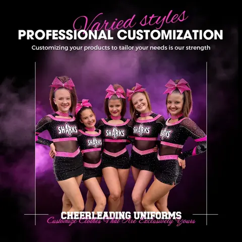 Children's Team Logo Cheerleading Uniform Sets with Rhinestones Sublimation Digital Print for Girls