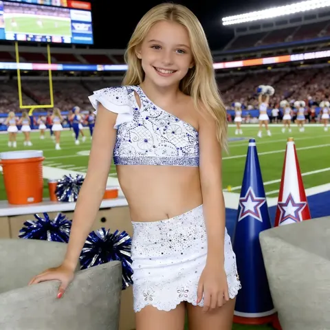 Sexy Girl Cheerleader Costume Hot Spandex Child Uniforms with Rhinestone Printed Techniques Sublimation Set