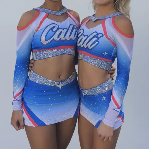 Customizable Girls' Cheerleading Outfit Design Rhinestone-Embellished Cheerleading Uniforms Service for Adults Sets