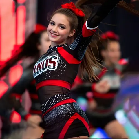 All Star Gradient Cheerleading Uniforms Black Professional Cheerleading Outfit for Activity