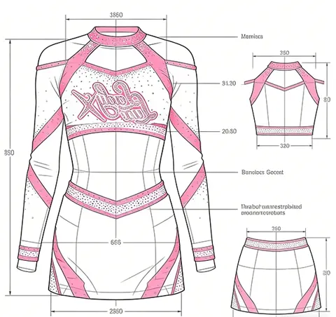 Women's Rhinestone Full Bling Off Shoulder Cheerleading Uniform Bra & Short Complete Set Dance Team Practice Wear Design