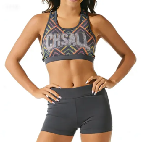 Logo Rhinestone Cheerleading Shirt Top and Short Set Full Bling Crop Tops for Women Youth Girl Practice Cheer Wear Black