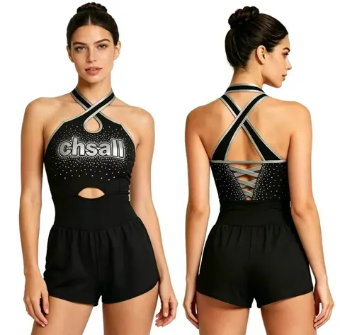Direct Customizable Cheerleading Uniform Rhinestone Shorts Cheer Wear Teams High Stretch Competition Practice