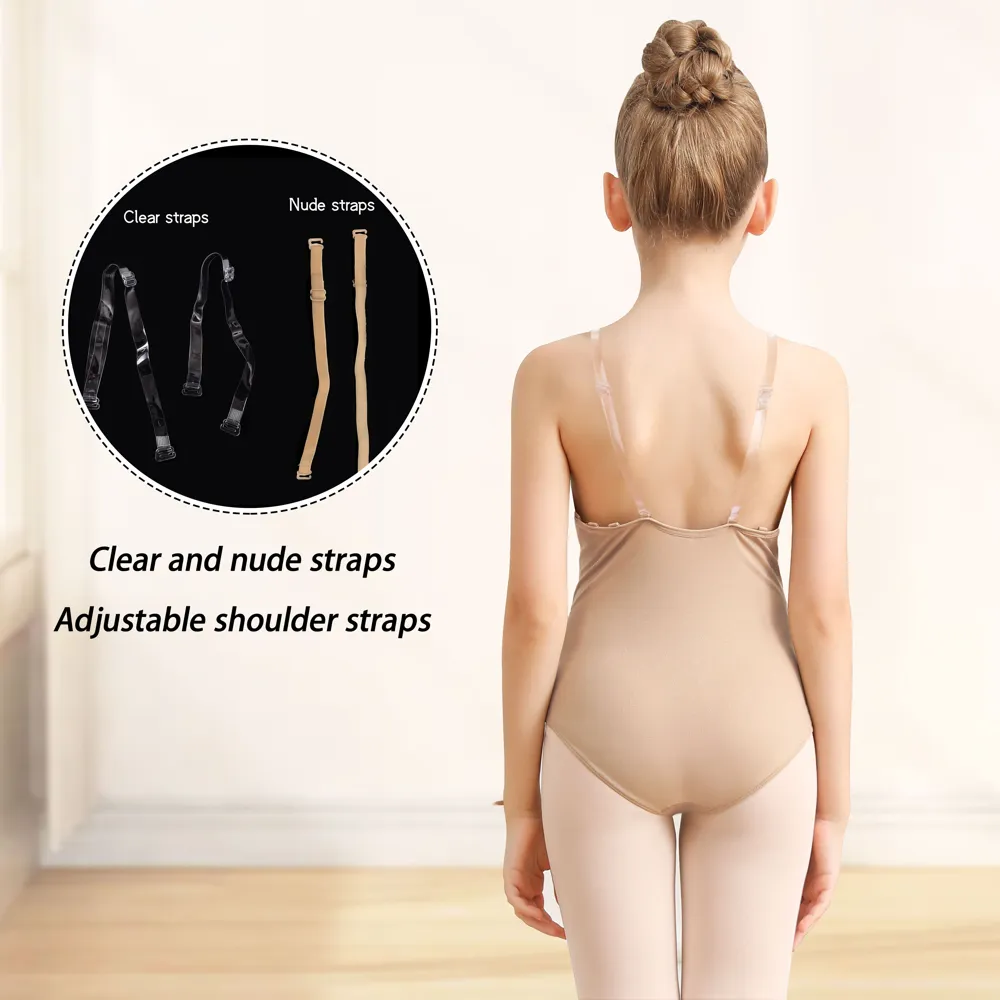 CHSALL Seamless Nude Dance Leotard Girls Ballet Gymnastics Undergarment Convertible Straps