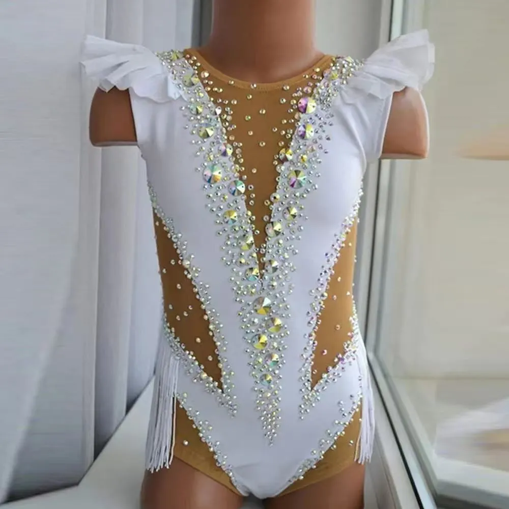 Girls' Rhythmic Gymnastics Competition & Training Leotards-Polyester/Spandex Long Sleeve/Sleeveless Design & Logo