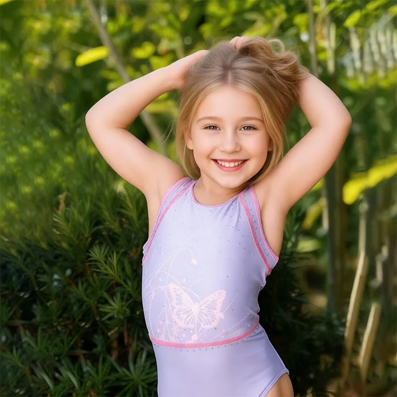 Sleeveless Gymnastics Leotard for Girls Shiny Spandex Dance and Competition Leotard Service