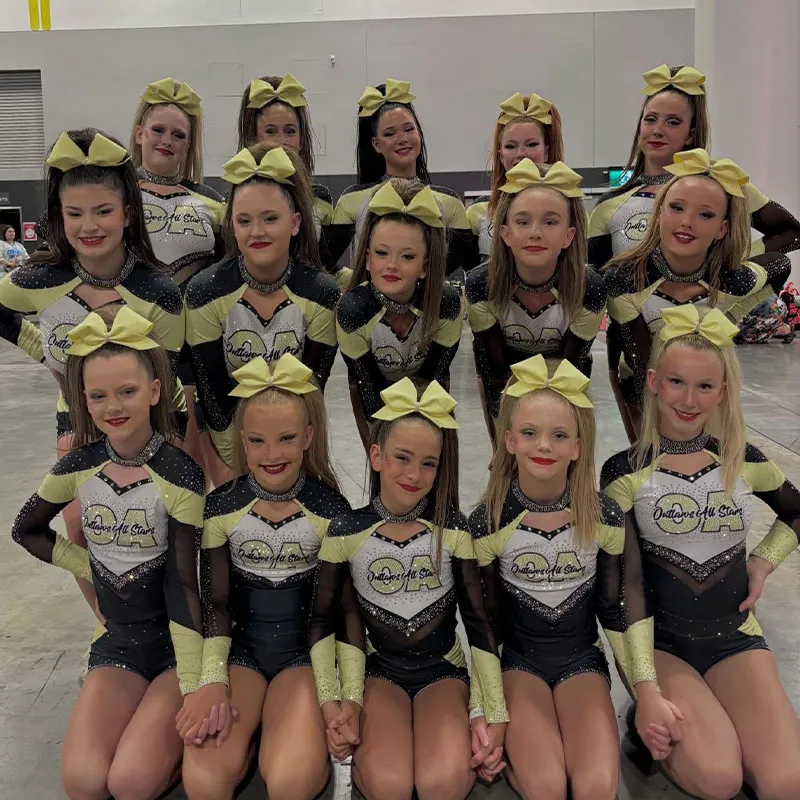 Children's Orange and Yellow Cheerleading Uniform Sets (Spandex/Polyester) for School Celebrations