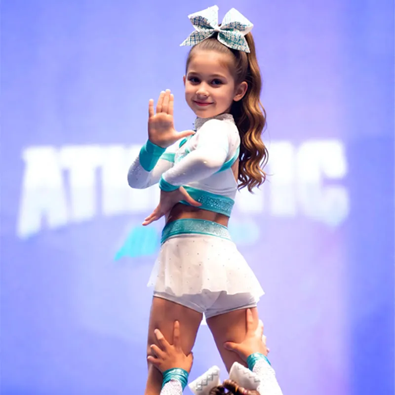 Made Cheer Long Sleeve Cheer Outfit with Shorts, Breathable Team Competition & Practice Training Wear for Girls