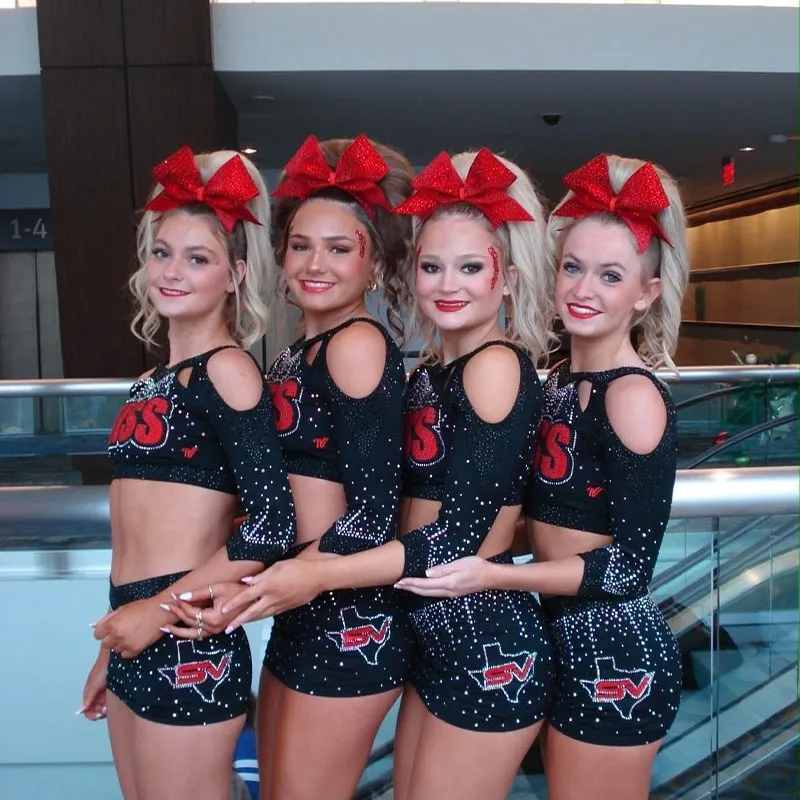 Low Price Children's Sparkle Cheerleading Uniform Sets for Basketball and Activities Spandex/Polyester Material