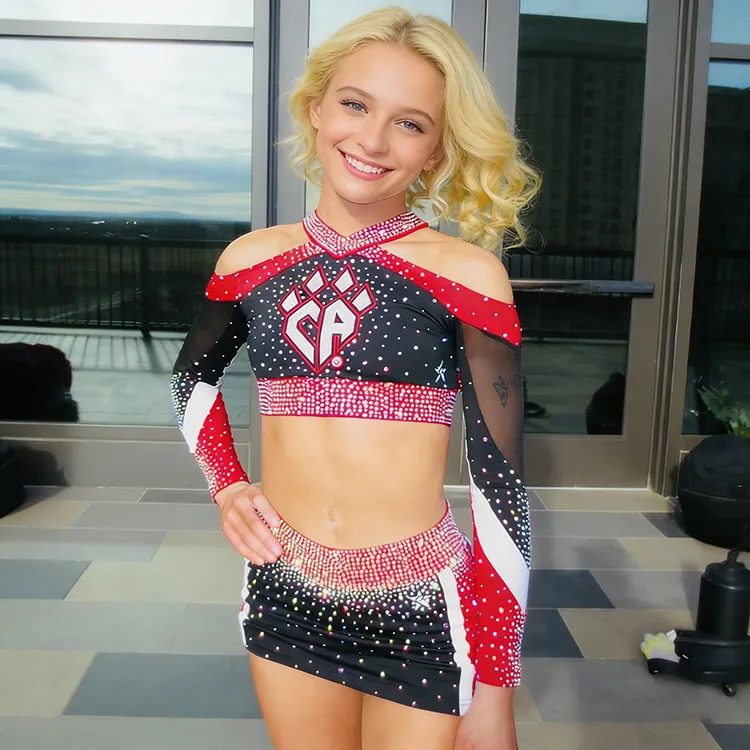 Children's Cheerleading Uniform Sets Design Pattern Spandex/Polyester Digital Print for Cheer Teams