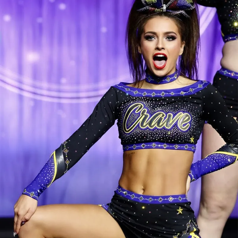 Printed Logo Girls Cheerleading Uniforms Spandex Practice Wear Cheerleading Outfit Forcelebration – photo 2