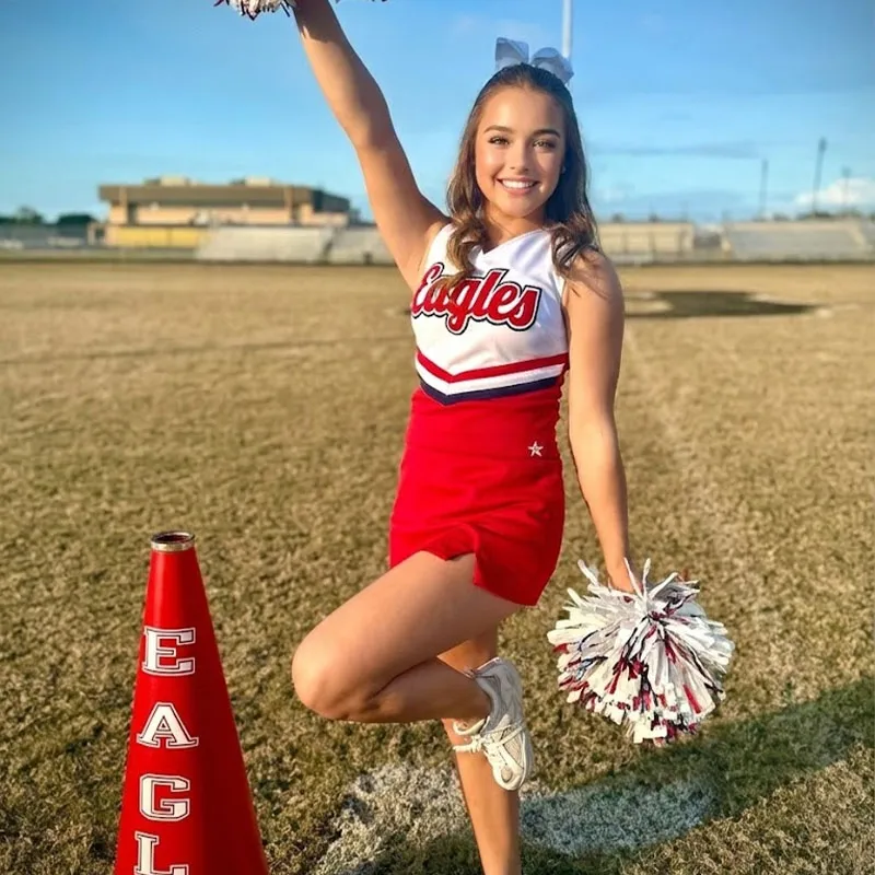 Low Price Cheerleading Practice Uniforms Sublimation Sleeveless Cheer Training Uniform Change Logo and Color