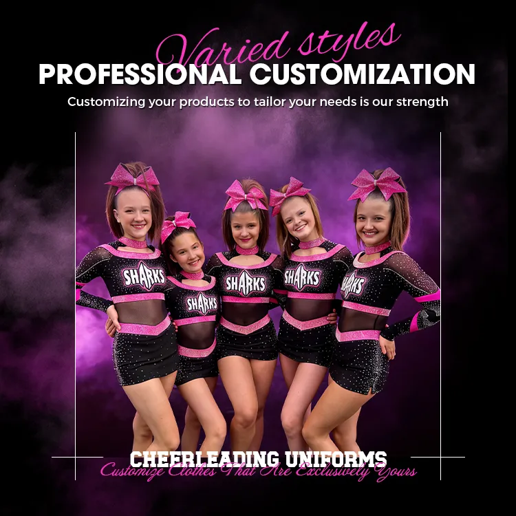 Children's Team Logo Cheerleading Uniform Sets with Rhinestones Sublimation Digital Print for Girls
