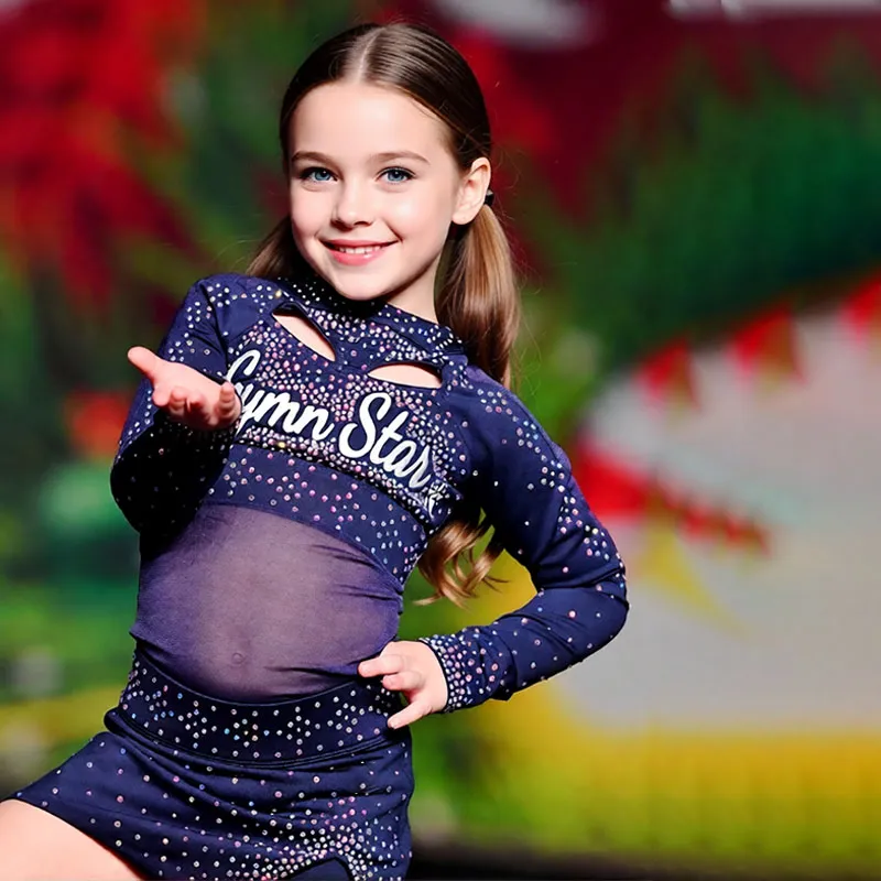 Competition All Star Spangled Cheerleading Uniform Rhinestones Gros Uniformes De Cheerleading for Various Competition
