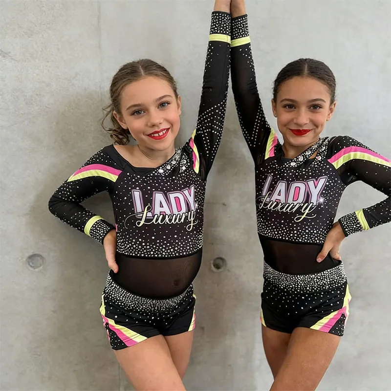 Competition All Star Long Sleeve Cheerleading Uniform Sets Rhinestones Spandex/Polyester Material High-Performance – photo 4