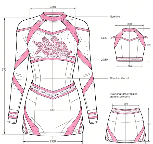 Women's Rhinestone Full Bling Off Shoulder Cheerleading Uniform Bra & Short Complete Set Dance Team Practice Wear Design